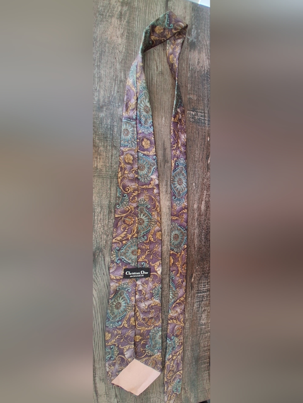 Christian Dior Silk Tie/ Vintage/ Purple and Teal Paisley - Picture 4 of 9